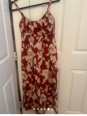 Posse Floral Midi Dress in Rust and Cream